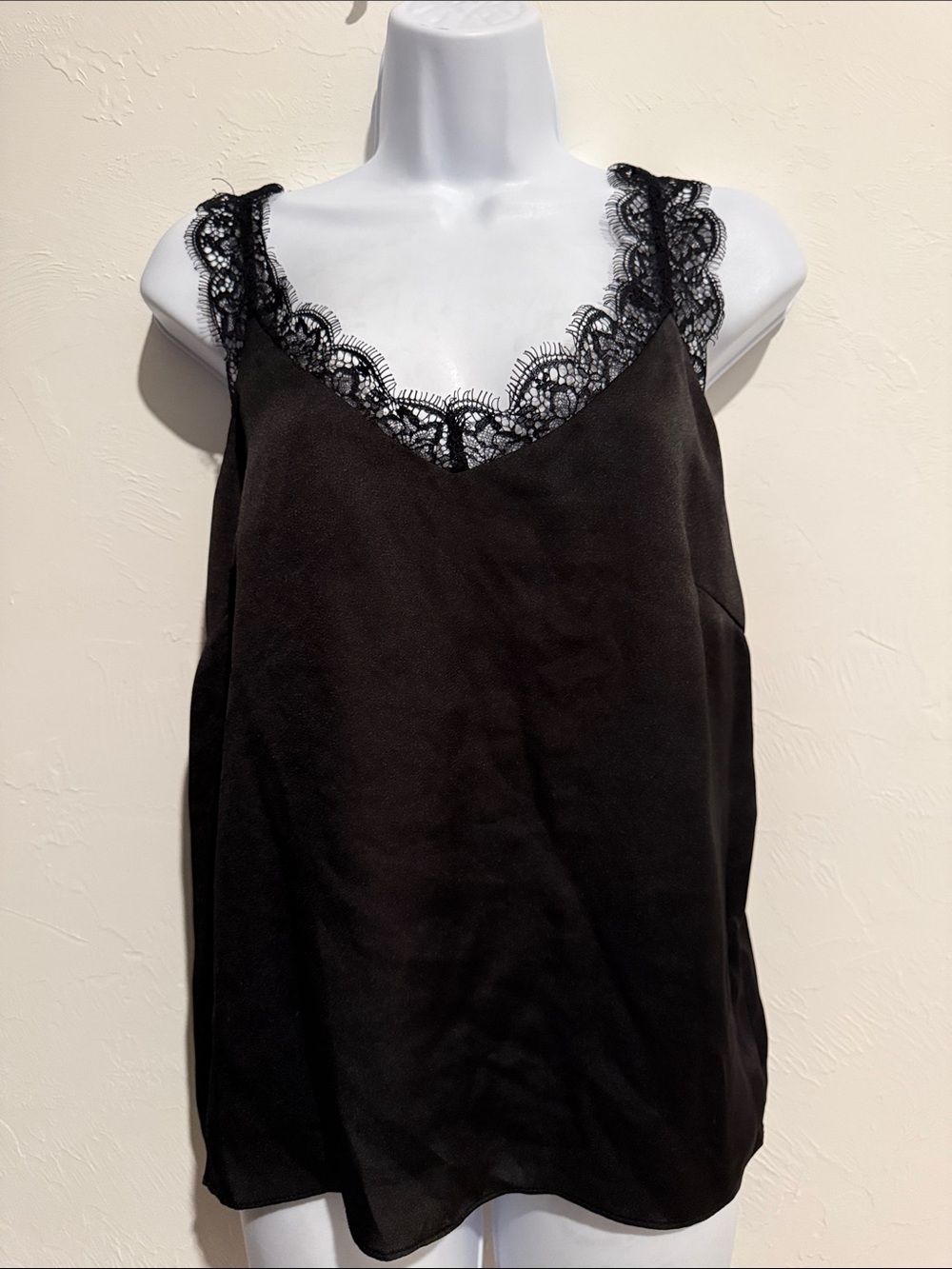 Heartloom Black Lace-Trim Satin Cami